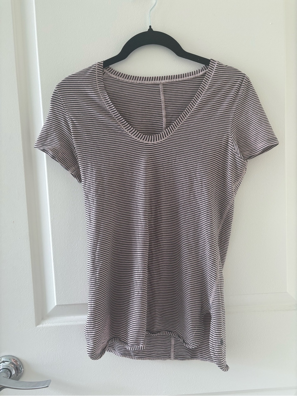 Lululemon Striped Short Sleeve Women’s Top - Pink and Black